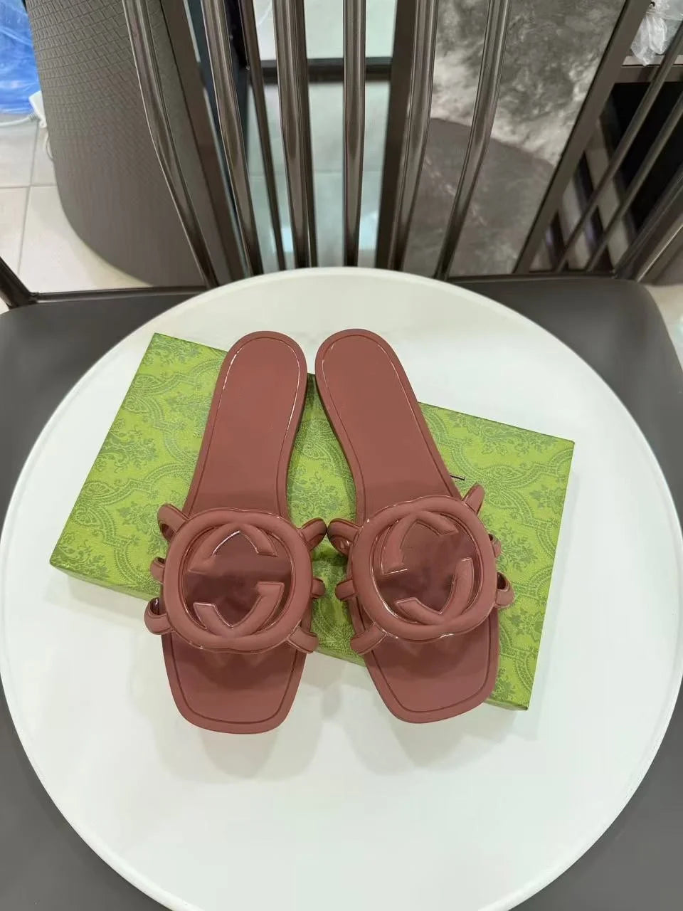 Flat summer beach slippers