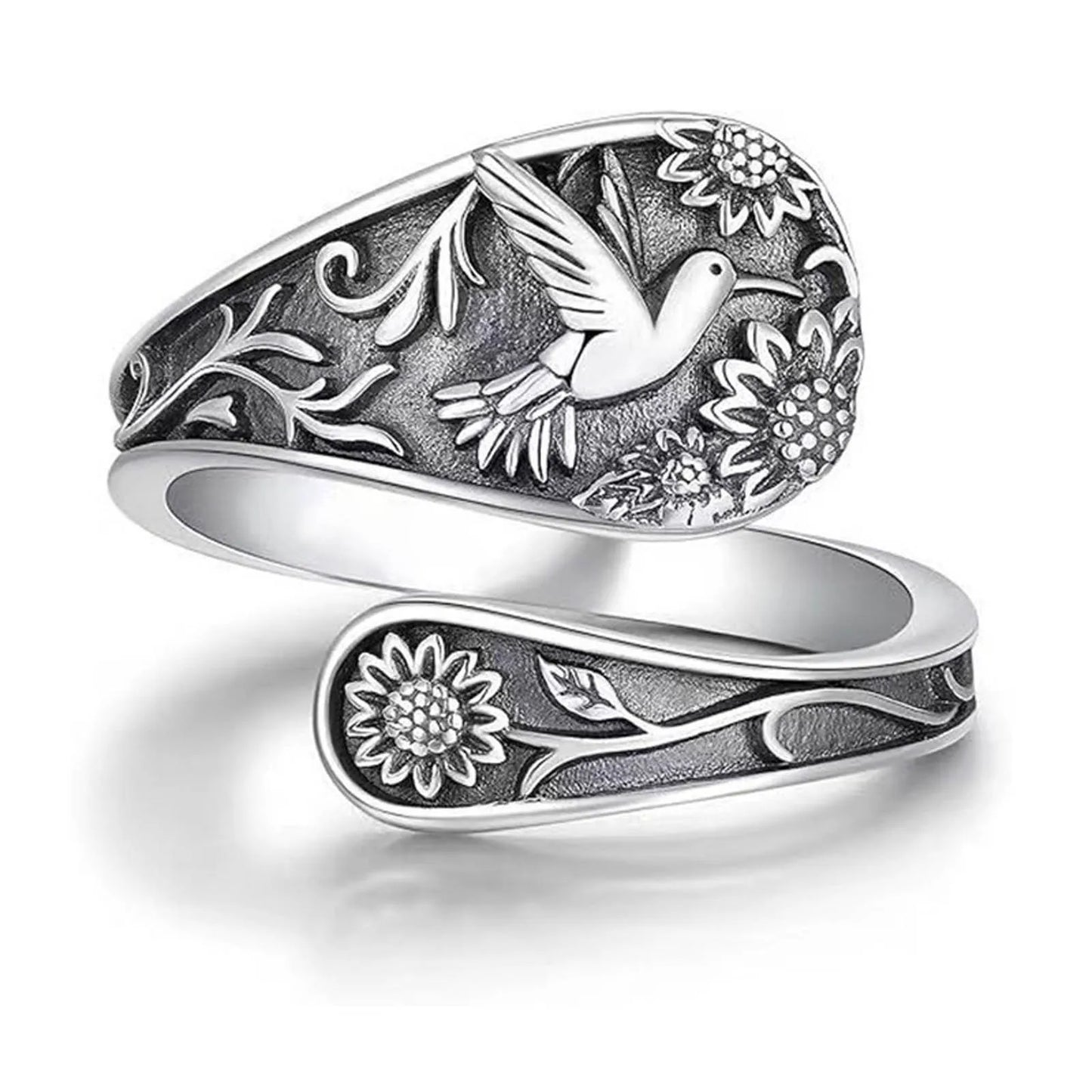 Sterling Silver Hummingbird Vintage Antique Spoon Rings