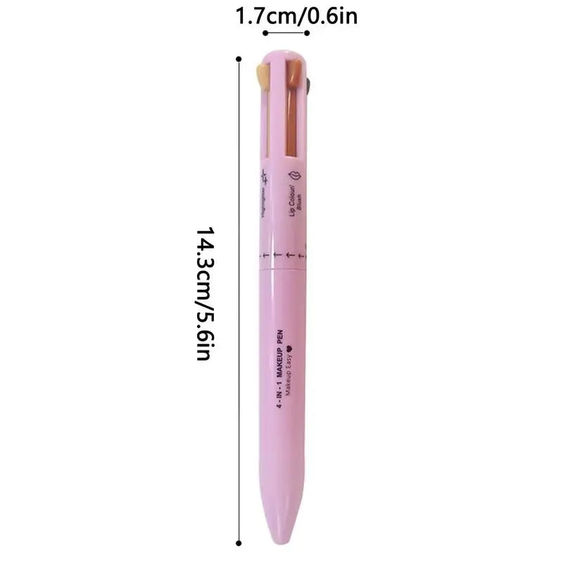4 In 1 Makeup Pen,4 Colors Multi-Function Makeup Beauty Pen,Portable Eyebrow Eyeliner Lip Liner Highlight Eye Makeup Pen,Waterproof Long Lasting Eye Makeup Tool