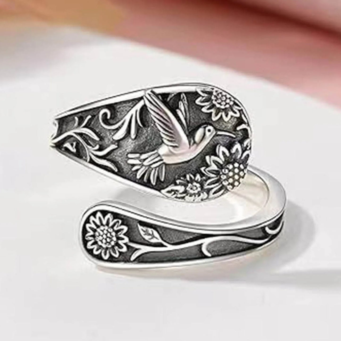 Sterling Silver Hummingbird Vintage Antique Spoon Rings