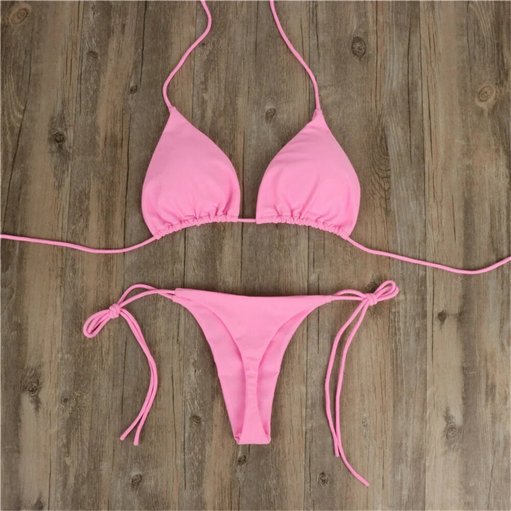 Solid Two Piece Bikini Set