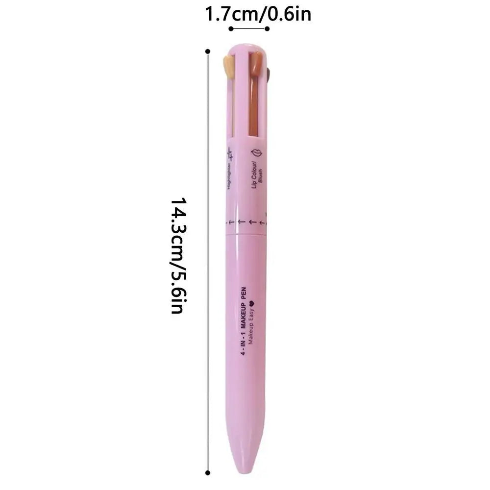4 In 1 Makeup Pen,4 Colors Multi-Function Makeup Beauty Pen,Portable Eyebrow Eyeliner Lip Liner Highlight Eye Makeup Pen,Waterproof Long Lasting Eye Makeup Tool