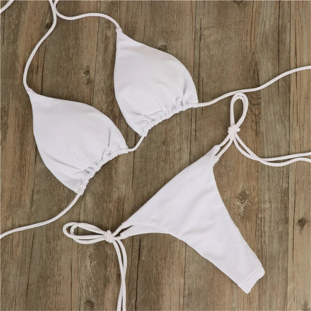 Solid Two Piece Bikini Set