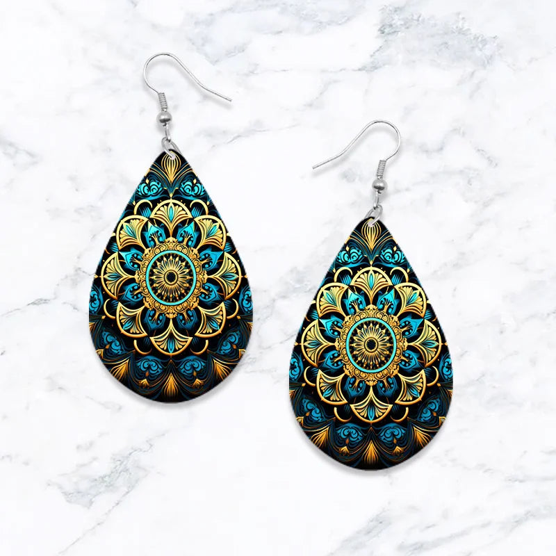 Bohemian Wooden Teardrop Earrings