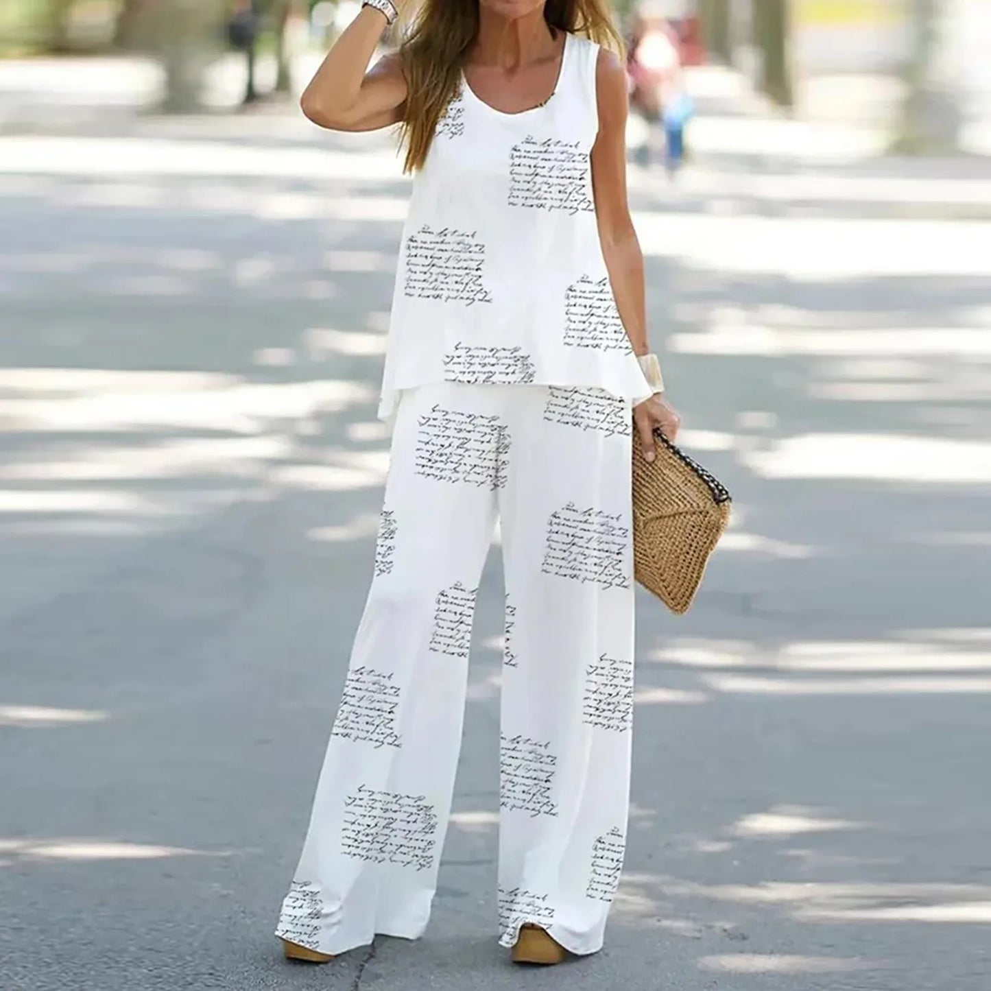 Sleeveless 2 Piece Boho Tank And Pant Set