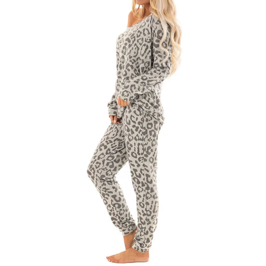 2Pcs Set Leopard Print Sleepwear