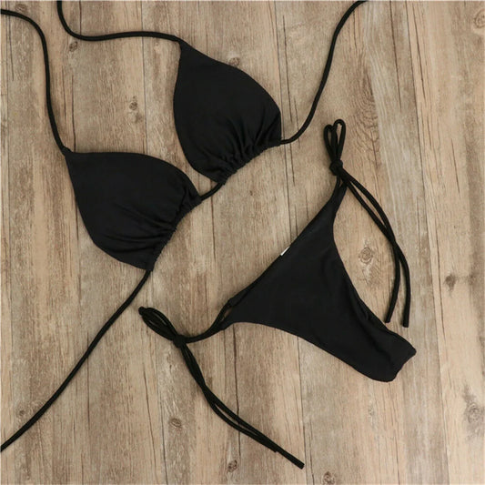 Solid Two Piece Bikini Set