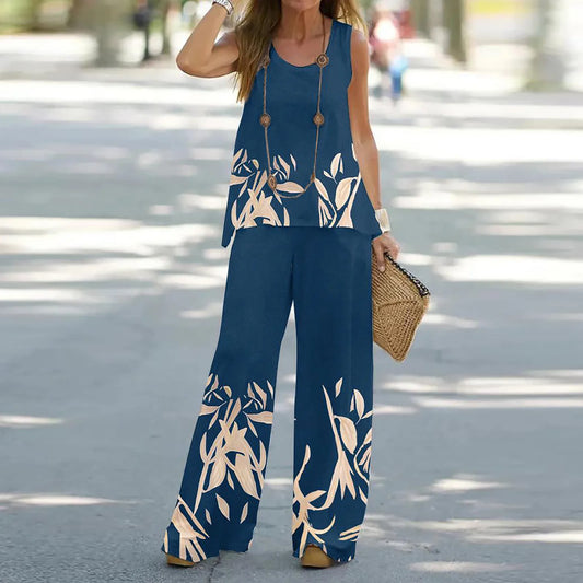 Sleeveless 2 Piece Boho Tank And Pant Set