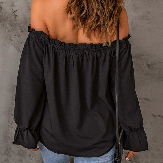 Sexy Off Shoulder Solid Color Pullover Top
