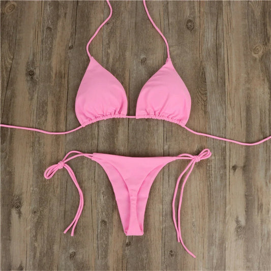 Solid Two Piece Bikini Set