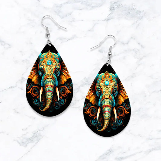 Bohemian Wooden Teardrop Earrings