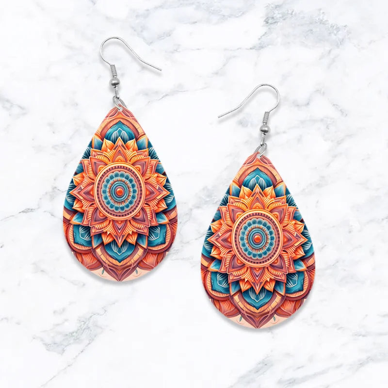 Bohemian Wooden Teardrop Earrings