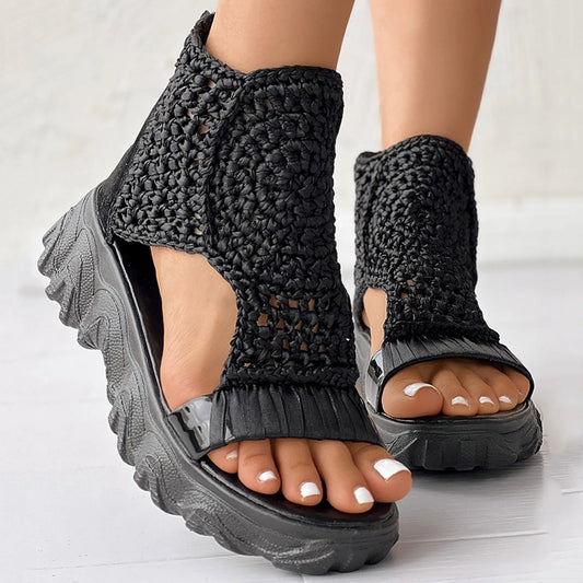 Platform Fish Mouth Soft Stitching Outdoor Beach Sandals