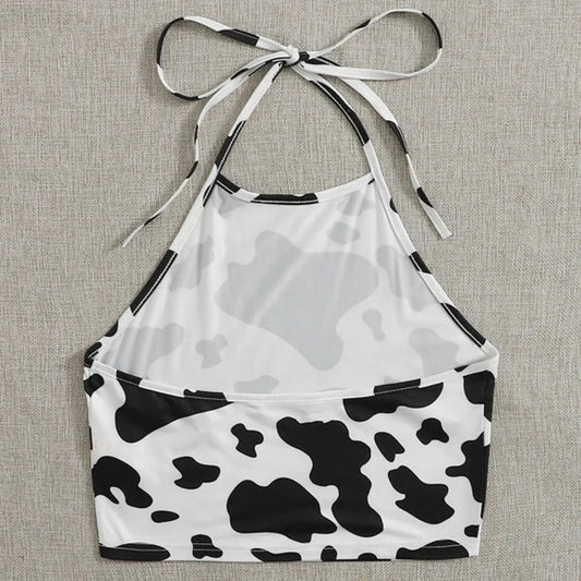 Cow Printed Halter Tank Top