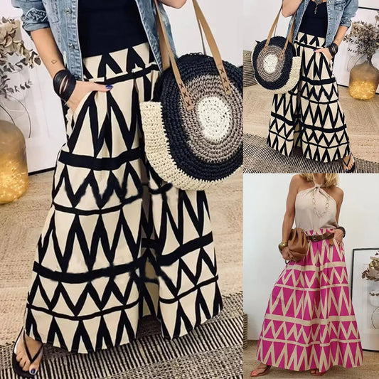 High Waisted Elegant Geometric Print Skirt
