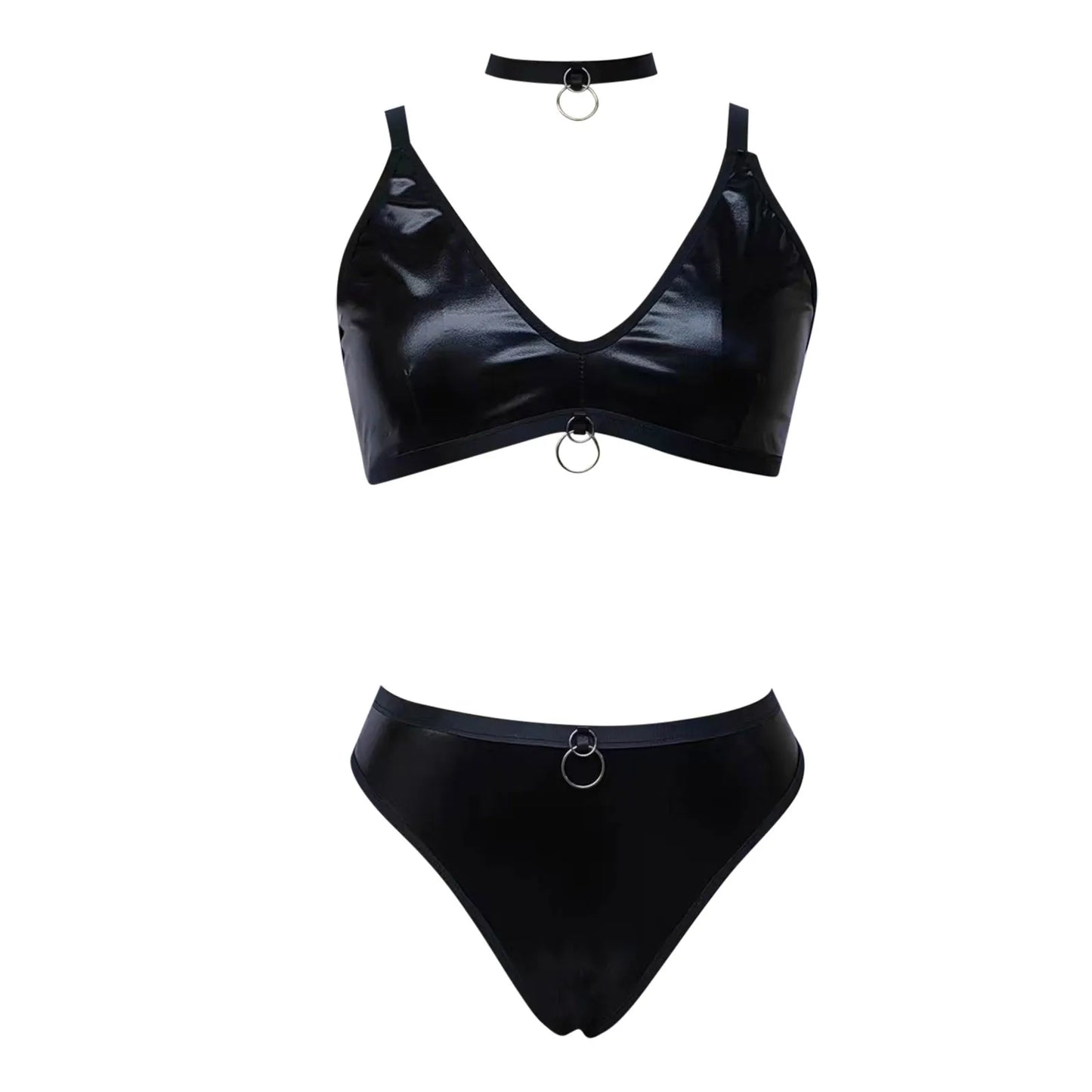 Exotic Leather Three Piece Lingerie