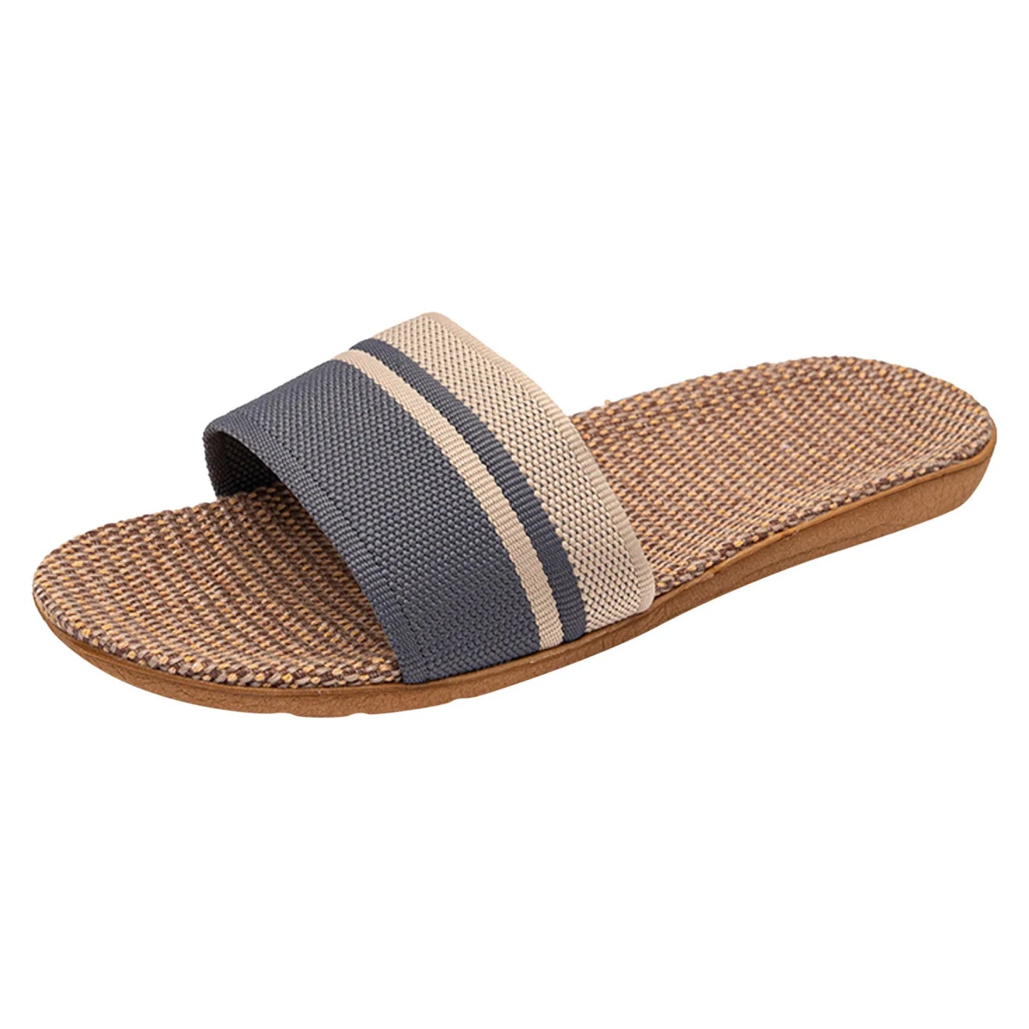 Striped Linen Beach Slippers