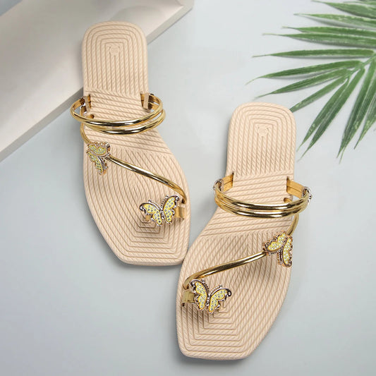 Butterfly Pinch Toe Metal Strap Sandal Fat Sandals