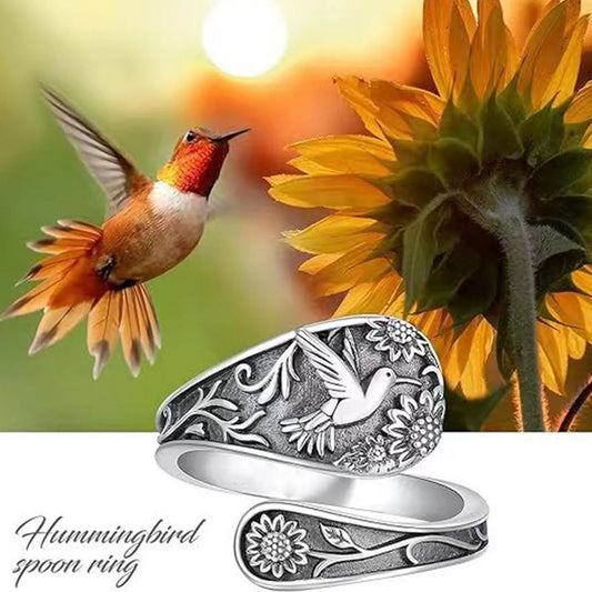 Sterling Silver Hummingbird Vintage Antique Spoon Rings