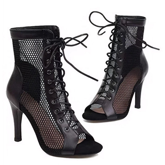 Sexy High Heel Mesh Cross-tied Peep Toe Heels