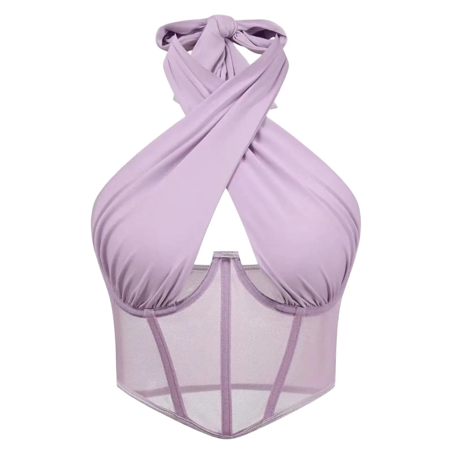Sleeveless Fishbone Corset Vest Backless Summer Halter Cropped Top
