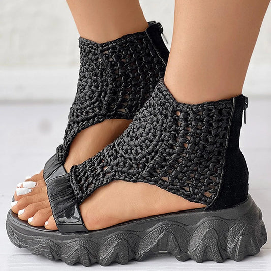 Platform Fish Mouth Soft Stitching Outdoor Beach Sandals